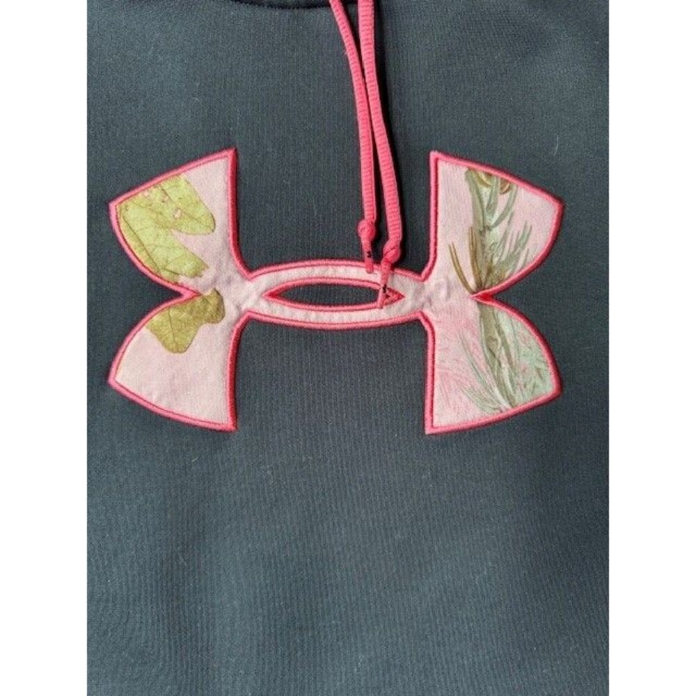 Under Armour Storm Hoodie Womens MED Black Pink Camo Logo Semi Fitted‎ ColdGear - Picture 4 of 9